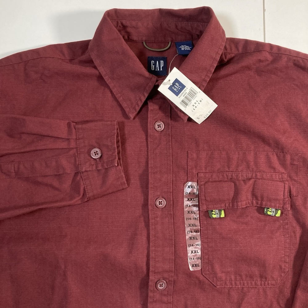 NEW Vintage GAP Boys Utility L/S Shirt Jacket 2XL 14-16 Ripstop Zip Off Sleeve